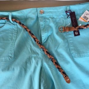 GV Slimming Effect Aqua Blue Cuff Shorts w/ belt